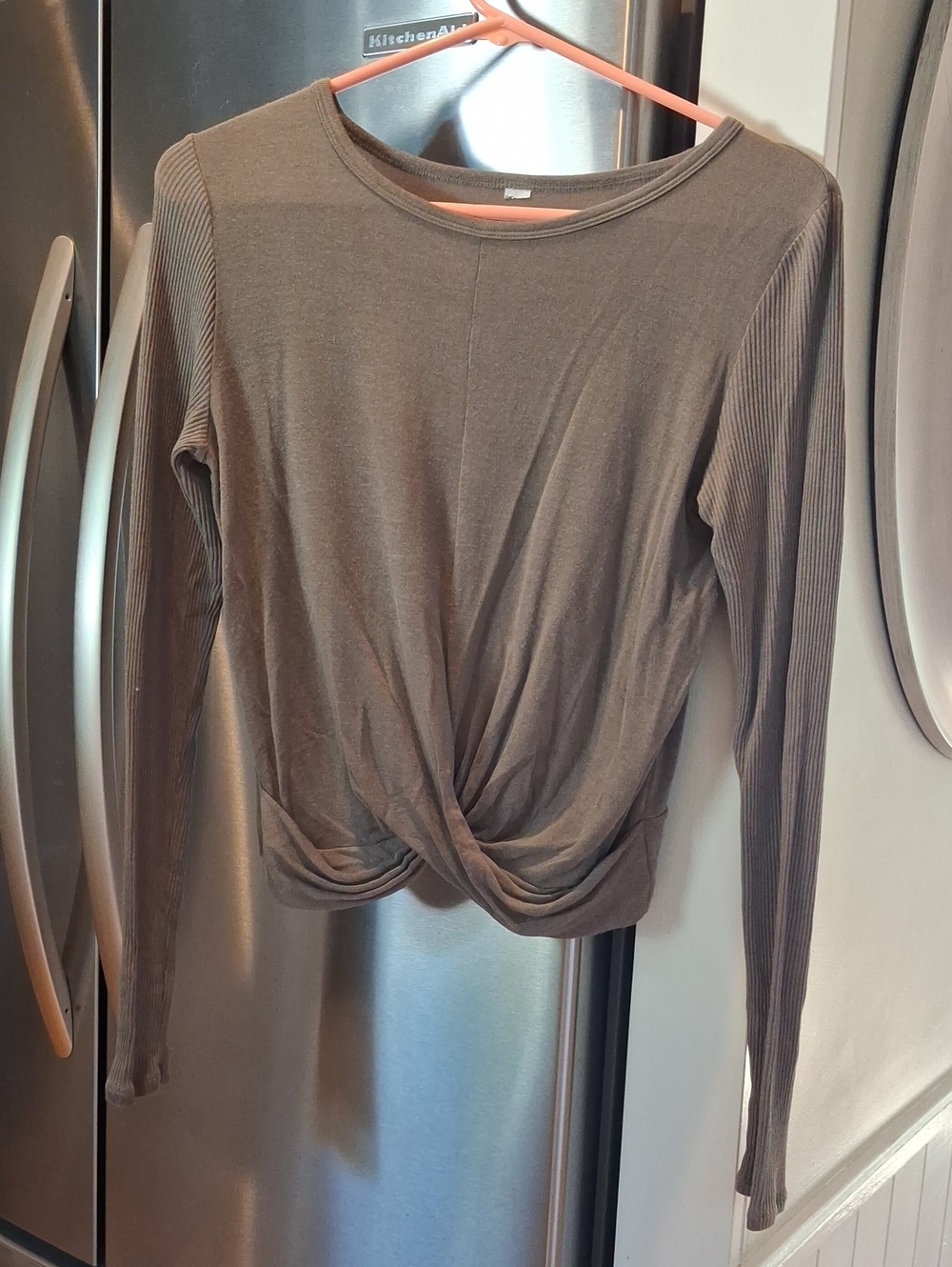 ALO Yoga Olive Twist-Front Long Sleeve Top